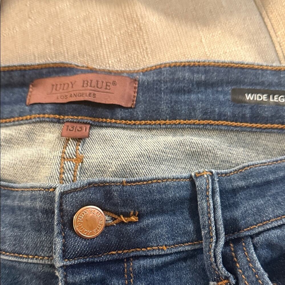 JUDY BLUE classic wide leg denim jeans in true blue 31 - Picture 2 of 5